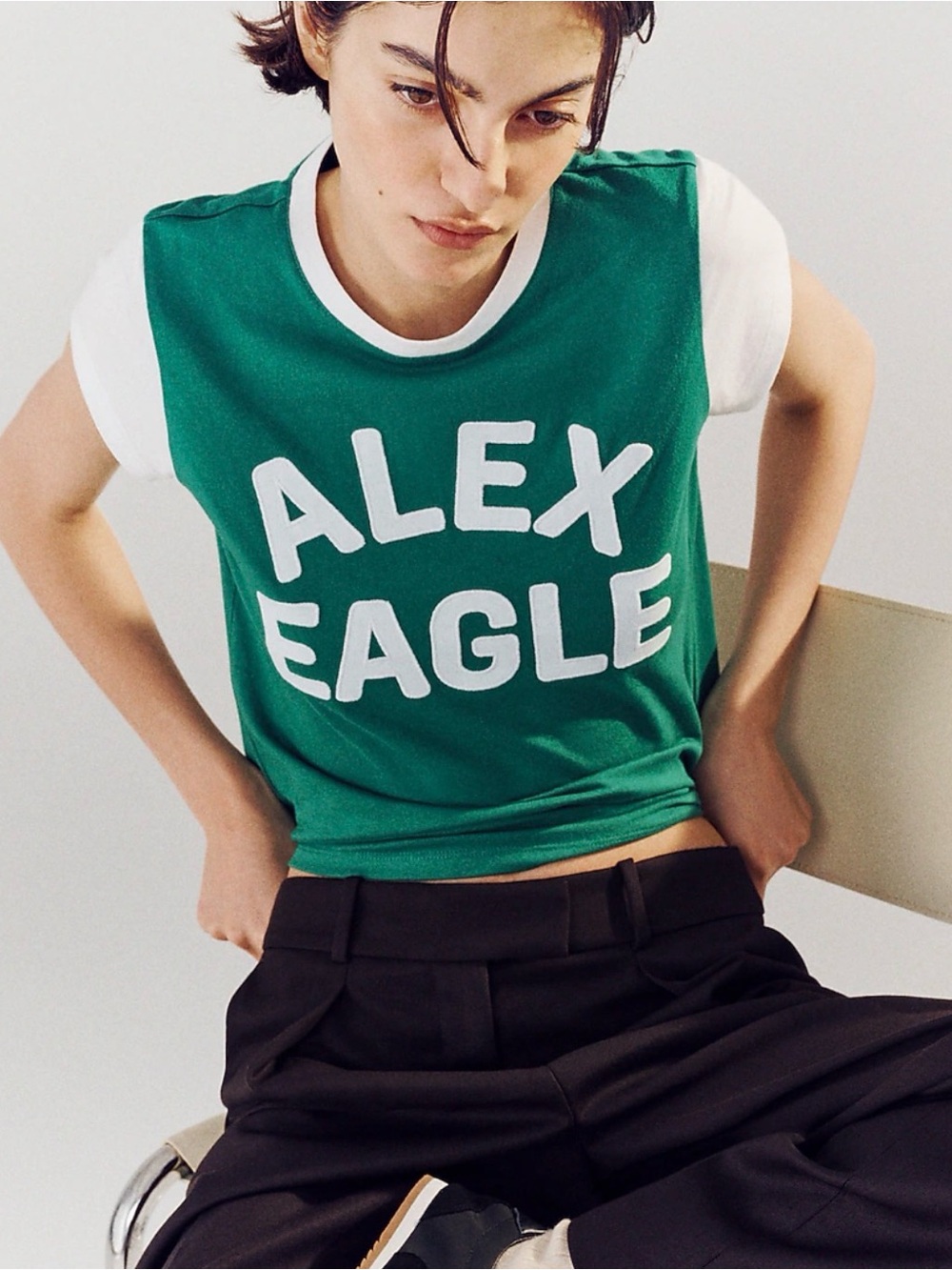 J. Crew Green White Colorblock ALEX EAGLE Collaboration Medium NWT Tee - Picture 2 of 8